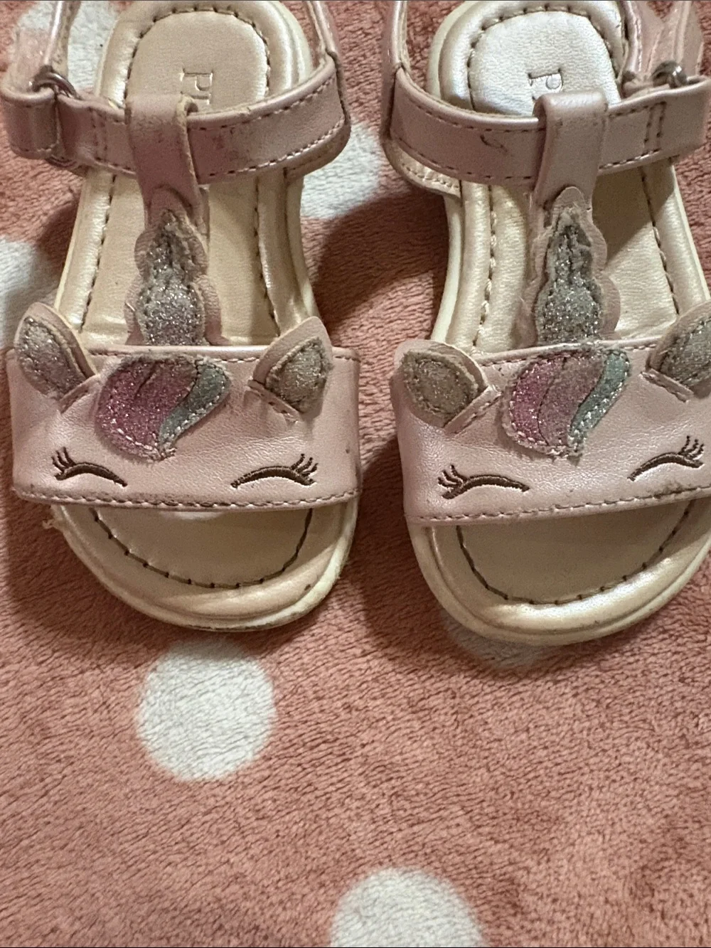 The Children's Place Pink Unicorn Glitter Strap Sandals